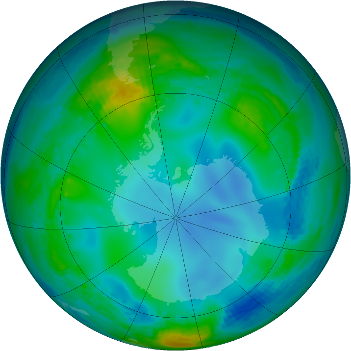 Antarctic ozone map for 05 June 2003